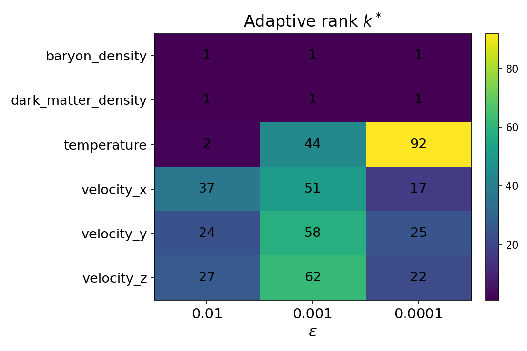 NYX adaptive rank k-star per field and tolerance